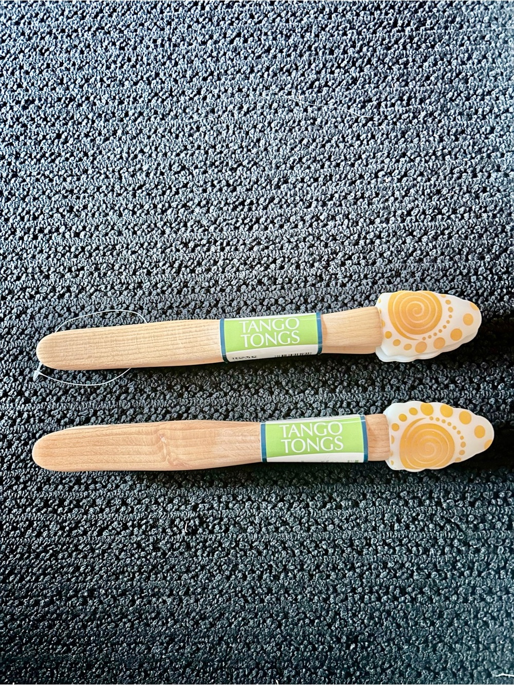 Tango Tongs Wooden Handkes Silicone Kitchen Tongs - Yellow Accents